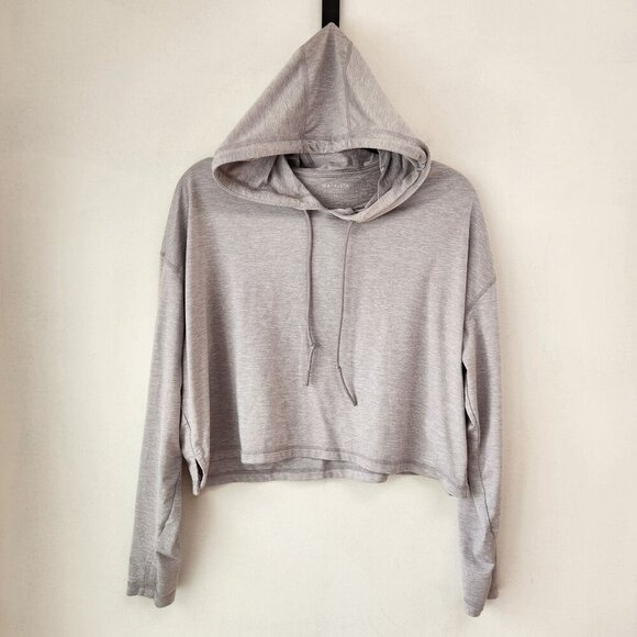 Athleta Tops - Athleta Cropped Grey Lightweight Hoodie Hooded Sweatshirt Lightweight Women's XS